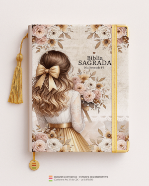 Bíblia Personalizada – Capa Mulheres de Fé MD10 Papel Offset especial Personalizado Impressão colorida em alta resolução Capa dura laminada Lombada ou Espiral Após a confirmação do pedido, entraremos em contato via WhatsApp em até 48h úteis para coletar o nome ou frase.