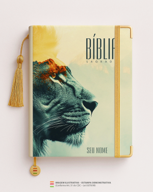 Bíblia Personalizada Leão – Capa expressar MD31 Papel Offset especial Personalizado Impressão colorida em alta resolução Capa dura laminada Lombada ou Espiral Após a confirmação do pedido, entraremos em contato via WhatsApp em até 48h úteis para coletar o nome ou frase.