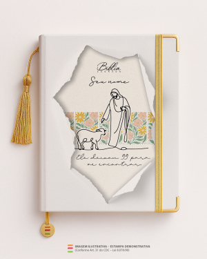 Bíblia Personalizada Leão – Ovelha Perdida Papel Offset especial Personalizado Impressão colorida em alta resolução Capa dura laminada Lombada ou Espiral Após a confirmação do pedido, entraremos em contato via WhatsApp em até 48h úteis para coletar o nome ou frase.
