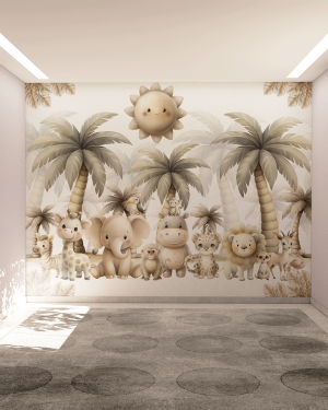Painel Adesivo Lindos animais de safári Adesivo 130g Sob-medida Impressão digital Antimofo Liso ou Texturizado Personalize seu Papel de Parede