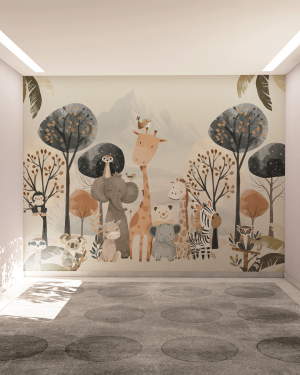 Painel Adesivo - viveiro de animais de safári Adesivo 130g Sob-medida Impressão digital Antimofo Liso ou Texturizado Personalize seu Papel de Parede